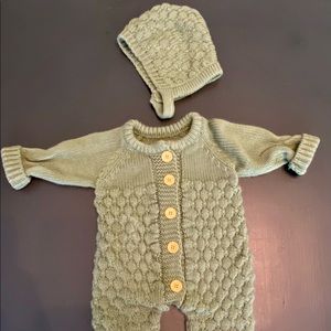 Knit Romper with Bonnet